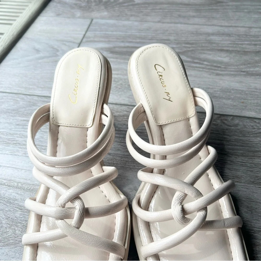 Circus by Sam Edelman Savanna Sqaure  Toe Strappy Sandal in Vanilla Bean - Picture 5 of 13